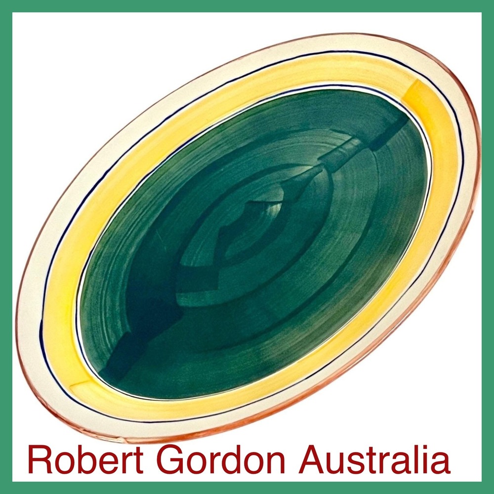 Robert Gordon Australia Platter‎ Oval Green Yellow Serving Dish 17"x13"